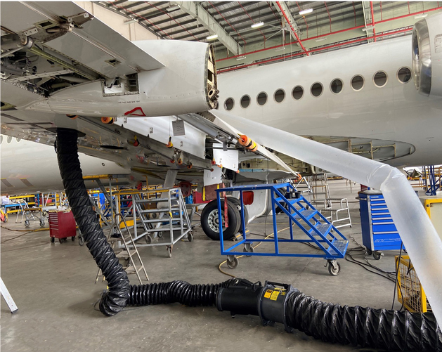 Ventilación de tanques de combustible de aeronaves en uso durante operaciones de mantenimiento MRO